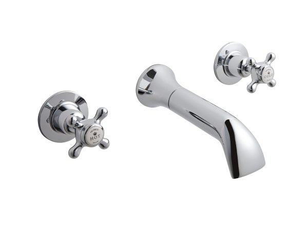BC Designs Victrion Wall Mounted 3 Tap Hole Basin Mixer