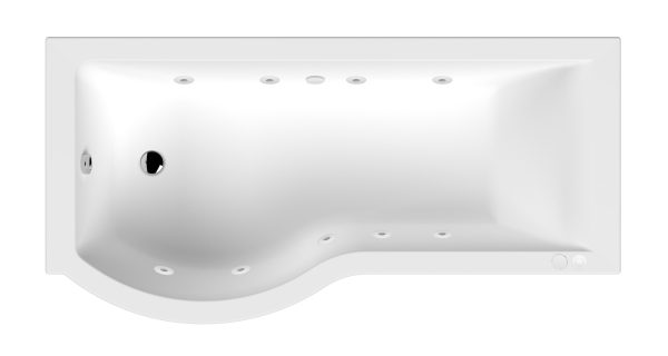 Clan Core P-Shaped Whirlpool Shower Bath